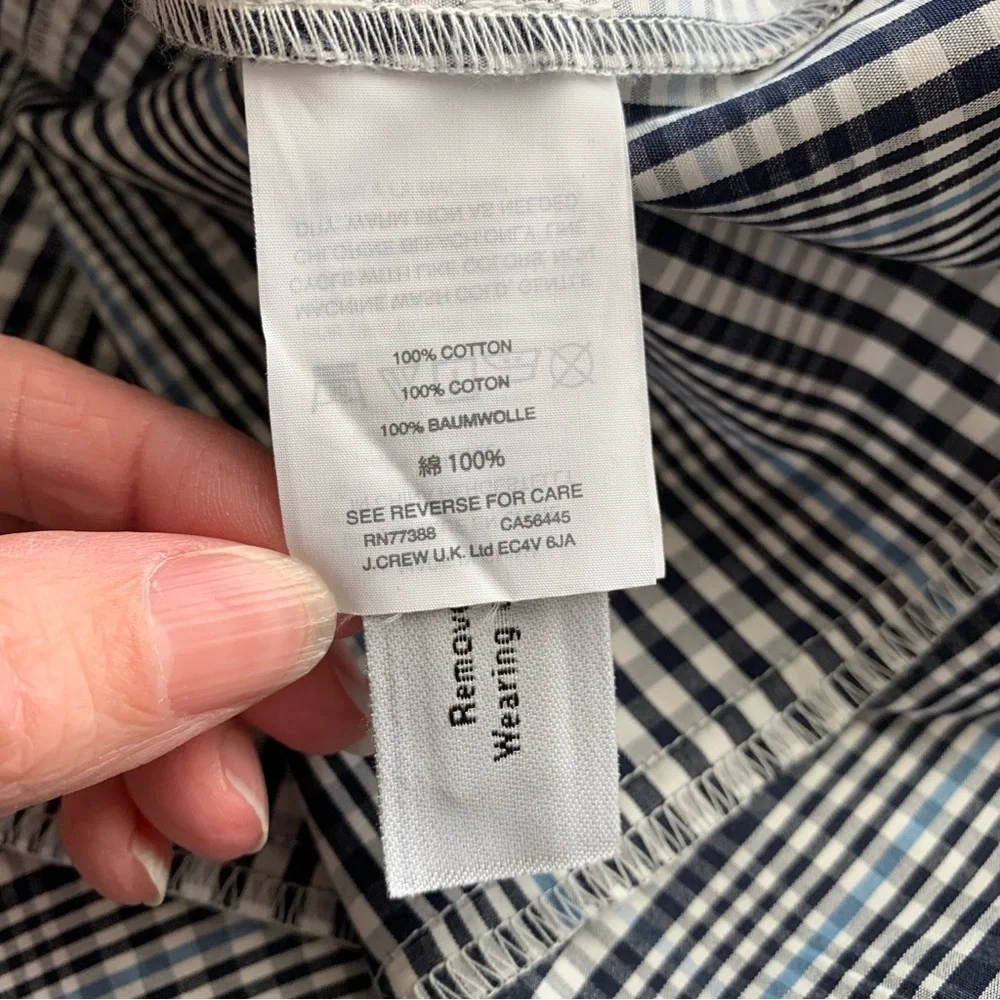 SOLD! J CREW 6 Navy Blue Plaid Flutter Hem Flounce Halter V Neck Shift Dress - Picture 14 of 15
